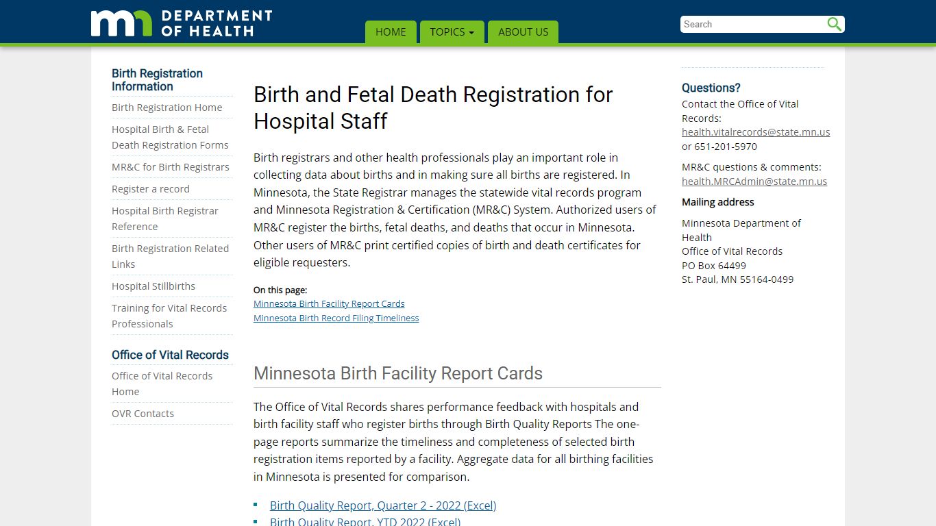 Birth and Fetal Death Registration for Hospital Staff